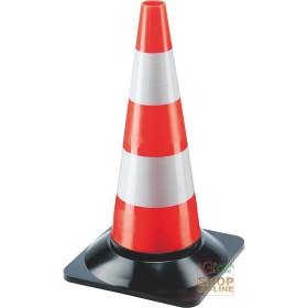 CONO SPARTITRAFFICO H  CM 50 BASE IN PLASTICA NERA  COLORE BIANCO ROSSO CONO SPARTITRAFFICO H CM 50 BASE IN PLASTICA NERA COLORE BIANCO