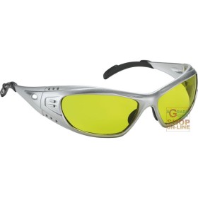 OCCHIALE A STANGHETTA  MONTATURA IN POLICARBONATO  LENTI GIALLE  TRATTAMENTO ANTIGRAFFIO OCCHIALE A STANGHETTA MONTATURA IN POLICARBONATO LENTI GIALLE