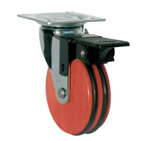 RUOTA PER MOBILE CILIEGIO CON PIASTRA  MM. 50 CON FRENO RUOTA PER MOBILE CILIEGIO CON PIASTRA MM. 50 CON FRENO