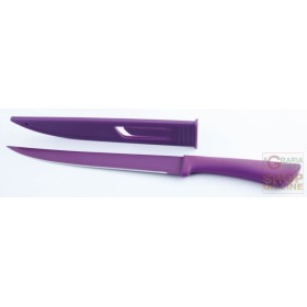 FACKELMANN COLTELLO CUCINA PER SALUMI CON GUAINA PROTETTIVA AUBERGINE NIROSTA COLOR ART. 27101 FACKELMANN COLTELLO CUCINA PER SALUMI CON GUAINA PROTETTIVA