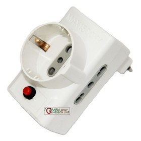 ELECTRALINE ADATTATORE 10/A CON 2 PRESE BIVALENTI CON 1 SCHIUKO CON INTERRUTORE DI SICUREZZA ELECTRALINE ADATTATORE 10/A CON 2 PRESE BIVALENTI CON 1 SCHIUKO