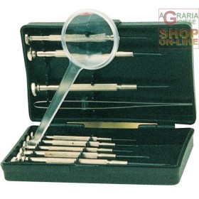 SERIE CACCIAVITI PER OROLOGIAIO CON LENTE DI INGRANDIMENTO SERIE CACCIAVITI PER OROLOGIAIO CON LENTE DI INGRANDIMENTO