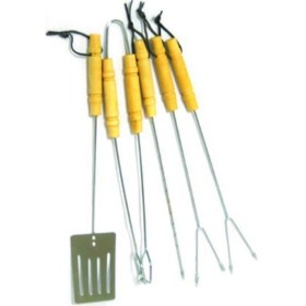 BLINKY SET PER BARBECUES 5 PEZZI MANICO IN LEGNO BLINKY SET PER BARBECUES 5 PEZZI MANICO IN LEGNO