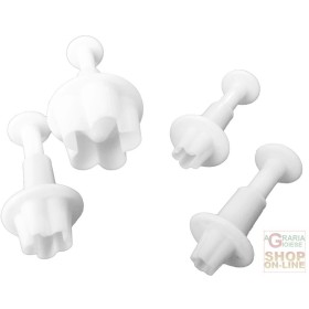 FACKELMANN TAGLIA DECORA PASTA DI ZUCCHERO E BISCOTTI A FORMA DI FIORE CON ESTRATTORE IN PP. 4 PZ ART. 43074 FACKELMANN TAGLIA DECORA PASTA DI ZUCCHERO E BISCOTTI A FORMA