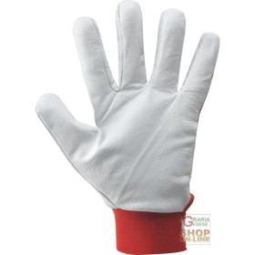 GUANTO PALMO FIORE BIANCO  DORSO IN TESSUTO ROSSO FELPATO INTERNAMENTE  TG  8 9 10 GUANTO PALMO FIORE BIANCO DORSO IN TESSUTO ROSSO FELPATO