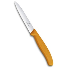 VICTORINOX SPELUCCHINO LAMA ONDULATA INOX MANICO ARANCIONE VICTORINOX SPELUCCHINO LAMA ONDULATA INOX MANICO ARANCIONE