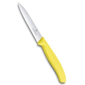 VICTORINOX SPELUCCHINO LAMA ONDULATA INOX MANICO GIALLO VICTORINOX SPELUCCHINO LAMA ONDULATA INOX MANICO GIALLO