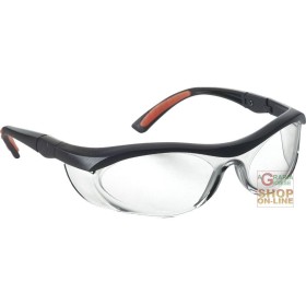 OCCHIALI A STANGHETTA  MONTATURA NERA ARANCIO  LENTI CHIARE  TRATTAMENTO ANTIGRAFFIO E ANTIAPPANNANTE OCCHIALI A STANGHETTA MONTATURA NERA ARANCIO LENTI CHIARE