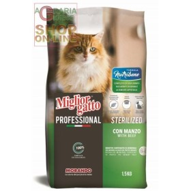 MIGLIORGATTO PROFESSIONAL ADULT STERIL CROCCHETTE PER GATTO CON MANZO KG. 1,5 MIGLIORGATTO PROFESSIONAL ADULT STERIL CROCCHETTE PER GATTO CON