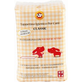PANNOLINO CLASSICO PER CANI 40X60 CON POLIMERI TAPPETTINO IGIENICO PZ. 15 PANNOLINO CLASSICO PER CANI 40X60 CON POLIMERI TAPPETTINO