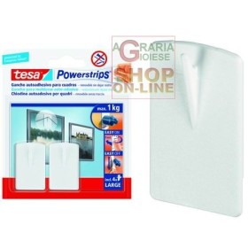 TESA GANCI ADESIVI POWERSTRIPS APPENDIQUADRO BIANCO PZ. 2 TESA GANCI ADESIVI POWERSTRIPS APPENDIQUADRO BIANCO PZ. 2