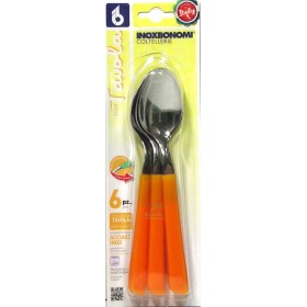 BONOMI SET CUCCHIAI DA TAVOLA 6 PEZZI IN ACCIAIO INOX MANICO ARANCIO BONOMI SET CUCCHIAI DA TAVOLA 6 PEZZI IN ACCIAIO INOX MANICO