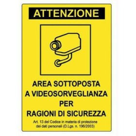 CARTELLO SEGNALE VIDEOSORVEGLIANZA ALLUMINIO MM. 300X200 CARTELLO SEGNALE VIDEOSORVEGLIANZA ALLUMINIO MM. 300X200