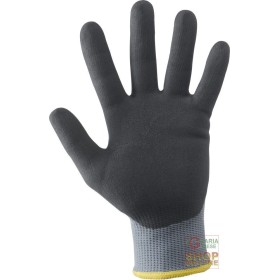 GUANTI IN NYLON  PALMO IMPREGNATO IN NITRILE SCHIUMATO DORSO AREATO  COLORE GRIGIO NERO  TG  7 8 9 10 GUANTI IN NYLON PALMO IMPREGNATO IN NITRILE SCHIUMATO DORSO
