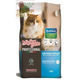 MIGLIORGATTO PROFESSIONAL ADULT STERIL CROCCHETTE PER GATTO CON POLLO E VITELLO KG. 1,5 MIGLIORGATTO PROFESSIONAL ADULT STERIL CROCCHETTE PER GATTO CON