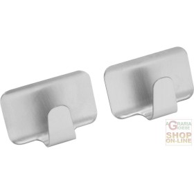 FACKELMANN GANCI ADESIVI IN ACCIAIO INOX SATINATO PZ. 2 4X2X2 CM. ART. 61281 FACKELMANN GANCI ADESIVI IN ACCIAIO INOX SATINATO PZ. 2 4X2X2