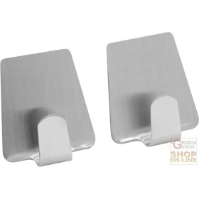 FACKELMANN GANCI ADESIVI QUADRATI IN ACCIAIO INOX SATINATI, PZ. 2 4X3,5X2 CM. ART. 61207 FACKELMANN GANCI ADESIVI QUADRATI IN ACCIAIO INOX SATINATI, PZ.