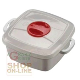 CONTENITORE IN PLASTICA PER MICROONDE QUADRATO CON VALVOLA LT. 2 CONTENITORE IN PLASTICA PER MICROONDE QUADRATO CON VALVOLA LT. 2