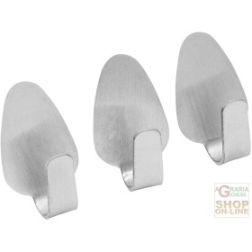 FACKELMANN GANCI ADESIVI PICCOLI IN ACCIAIO INOX SATINATI PZ. 3 2,5X1,5X1,5 CM. ART. 61217 FACKELMANN GANCI ADESIVI PICCOLI IN ACCIAIO INOX SATINATI PZ. 3
