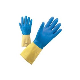 GUANTI IN NEOPRENE GIALLI E AZZURRI NEOLATEX TG.  8 a 10 PER PIASTRELLISTI GUANTI IN NEOPRENE GIALLI E AZZURRI NEOLATEX TG. 8 a 10 PER