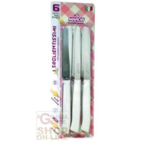 MARIETTI COLTELLI DA TAVOLA DENTATI PUNTA TONDA COLORE BIANCO PZ. 6 MARIETTI COLTELLI DA TAVOLA DENTATI PUNTA TONDA COLORE BIANCO