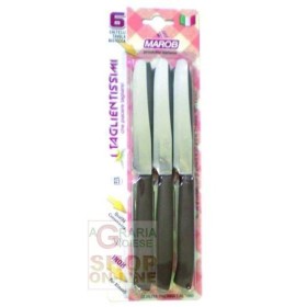 MARIETTI COLTELLI DA TAVOLA DENTATI PUNTA TONDA COLORE MARRONE PZ. 6 MARIETTI COLTELLI DA TAVOLA DENTATI PUNTA TONDA COLORE MARRONE
