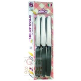 MARIETTI COLTELLI DA TAVOLA DENTATI PUNTA TONDA COLORE NERO PZ. 6 MARIETTI COLTELLI DA TAVOLA DENTATI PUNTA TONDA COLORE NERO PZ.
