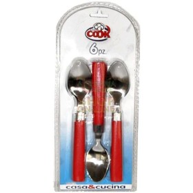 MAX SET 6 CUCCHIAINI M/COLOR ROSSO/BIANCO MAX SET 6 CUCCHIAINI M/COLOR ROSSO/BIANCO