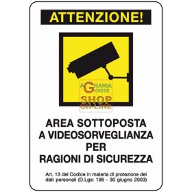 CARTELLO SEGNALE VIDEOSORVEGLIANZA MM. 300X200 CARTELLO SEGNALE VIDEOSORVEGLIANZA MM. 300X200