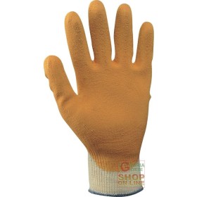 GUANTI COTONE POLIESTERE  PALMO RICOPERTO IN GOMMA  COLORE ARANCIO  ECONOMICO  TG  8 9 10 GUANTI COTONE POLIESTERE PALMO RICOPERTO IN GOMMA COLORE