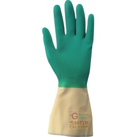 GUANTO GOMMA BICOLORE GIALLO VERDE  TG  S M L XL GUANTO GOMMA BICOLORE GIALLO VERDE TG S M L XL