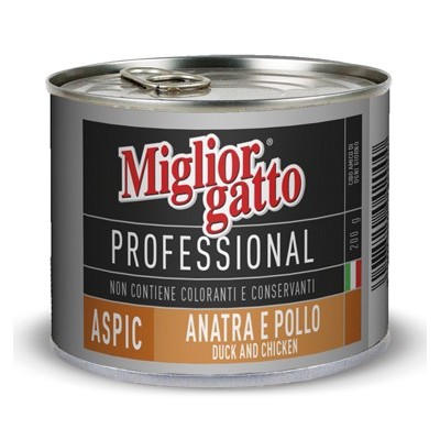 MIGLIORGATTO PROFESSIONAL ASPIC CON ANATRA E POLLO GR. 200