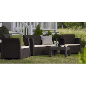 KETER SALOTTO IN RESINA ANTIURTO MOD. VEGAS BROWN CON CUSCINI KETER SALOTTO IN RESINA ANTIURTO MOD. VEGAS BROWN CON CUSCINI