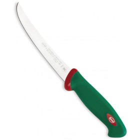SANELLI PREMANA COLTELLO DA DISOSSO CURVO MANICO VERDE E ROSSO CM. 16 SANELLI PREMANA COLTELLO DA DISOSSO CURVO MANICO VERDE E ROSSO