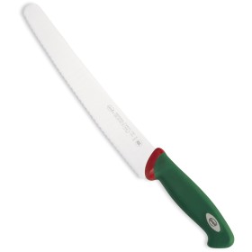 SANELLI PREMANA COLTELLO PASTICCIERE CON LAMA SEGHETTATA E MANICO VERDE E ROSSO CM. 26 SANELLI PREMANA COLTELLO PASTICCIERE CON LAMA SEGHETTATA E