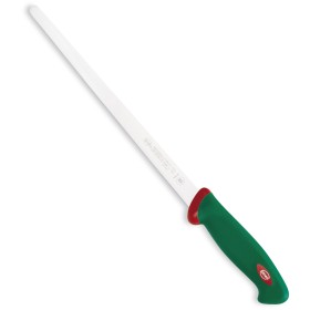 SANELLI PREMANA COLTELLO PER SALUMIERE STRETTISSIMO MANICO VERDE E ROSSO CM. 28 SANELLI PREMANA COLTELLO PER SALUMIERE STRETTISSIMO MANICO