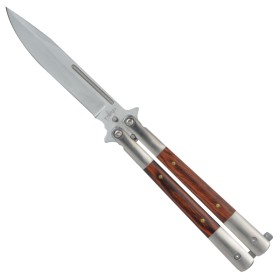 CROSSNAR COLTELLO BUTTERFLY MANICO IN LEGNO LAMA INOX ART. 11502 CROSSNAR COLTELLO BUTTERFLY MANICO IN LEGNO LAMA INOX ART. 11502