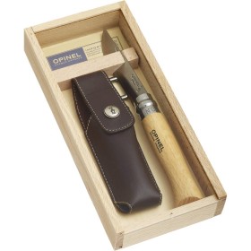 OPINEL PLUMIER SET COLTELLO INOX N. 8 E FODERO CON SCATOLA IN LEGNO OPINEL PLUMIER SET COLTELLO INOX N. 8 E FODERO CON SCATOLA IN