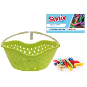 MAX CESTELLO OVALE CON 10 MOLLETTE IN PLASTICA PER BUCATO MAX CESTELLO OVALE CON 10 MOLLETTE IN PLASTICA PER BUCATO