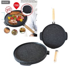 Padella Bistecchiera Doppia faccia grande in ghisa cm. 32 con manico estraibile Padella Bistecchiera Doppia faccia grande in ghisa cm. 32 con