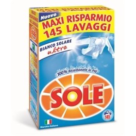 SOLE DETERSIVO BUCATO LAVATRICE IN POLVERE BIANCO SOLARE ULTRA FUSTONE 145 LAVAGGI SOLE DETERSIVO BUCATO LAVATRICE IN POLVERE BIANCO SOLARE ULTRA