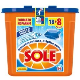 SOLE ECODOSI DETERSIVO BUCATO LAVATRICE PODS PERLE DI PULITO CLASSICHE 18 e 8 CAPS SOLE ECODOSI DETERSIVO BUCATO LAVATRICE PODS PERLE DI PULITO