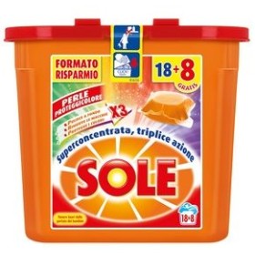 SOLE ECODOSI DETERSIVO BUCATO LAVATRICE PODS PERLE PROTEGGI COLORE 18 e 8 CAPS SOLE ECODOSI DETERSIVO BUCATO LAVATRICE PODS PERLE PROTEGGI