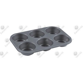 Teglia per stampo 6 muffin in Alluminio Pressofuso Nero cm. 32x22x4 Teglia per stampo 6 muffin in Alluminio Pressofuso Nero cm.