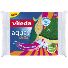VILEDA AQUA Spugnetta da cucina abrasiva PZ. 2 VILEDA AQUA Spugnetta da cucina abrasiva PZ. 2