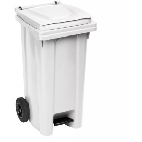 BIDONE NETTEZZA URBANA QUADRATO CON RUOTE E PEDALE LT. 120 BIANCO BIDONE NETTEZZA URBANA QUADRATO CON RUOTE E PEDALE LT. 120