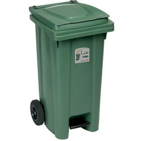 BIDONE NETTEZZA URBANA QUADRATO CON RUOTE E PEDALE LT. 120 VERDE FELCE BIDONE NETTEZZA URBANA QUADRATO CON RUOTE E PEDALE LT. 120