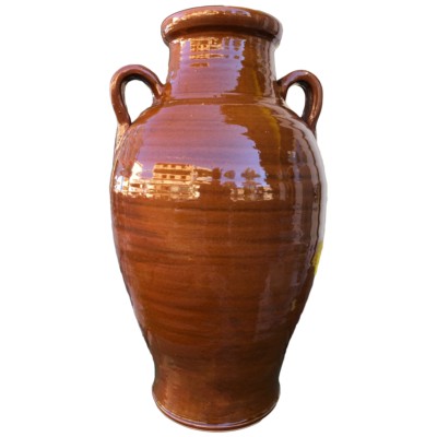 VASO ANFORA IN TERRACOTTA SMALTATO FATTO A MANO ALTEZZA CM. 54
