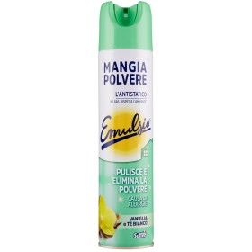 EMULSIO MANGIAPOLVERE PULISCE E ELIMINA LA POLVERE VANIGLIA E TE BIANCO ml. 300 EMULSIO MANGIAPOLVERE PULISCE E ELIMINA LA POLVERE VANIGLIA E
