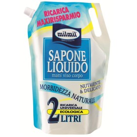 MIL MIL SAPONE LIQUIDO MANI IN BUSTA RICARICA NUTRIENTE E DELICATO lt. 2 MIL MIL SAPONE LIQUIDO MANI IN BUSTA RICARICA NUTRIENTE E